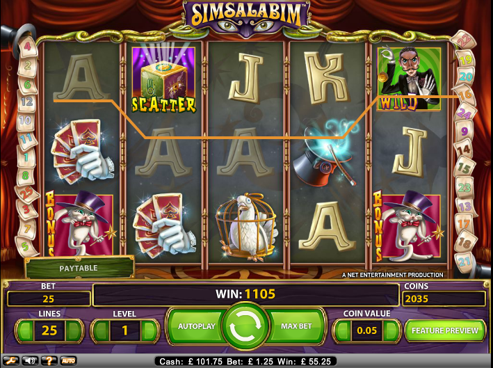 Playing slot machine at casino